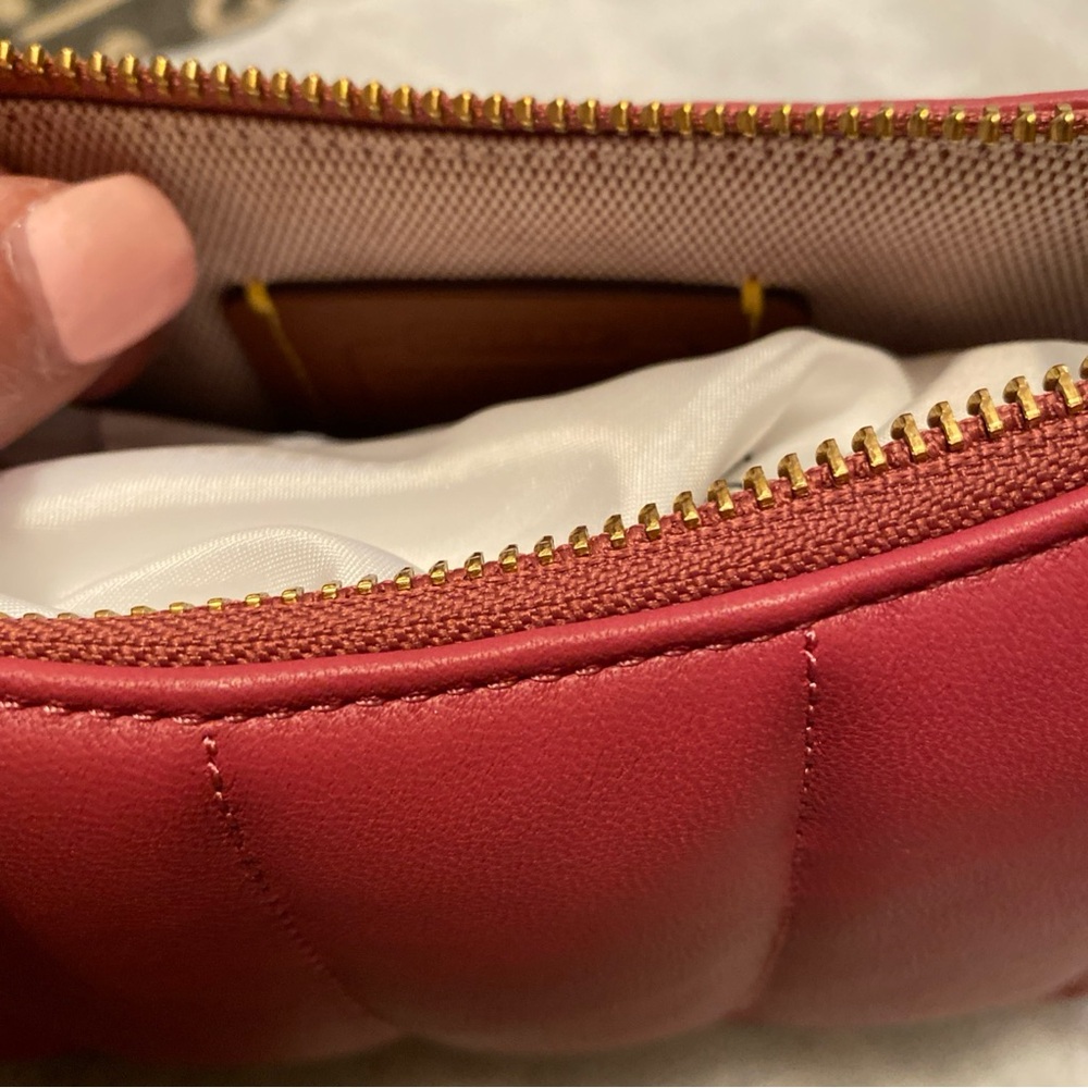 NWT Coach Swinger 20 Quilting Nappa Leather C3490 Brass Rouge Pink - Picture 6 of 11